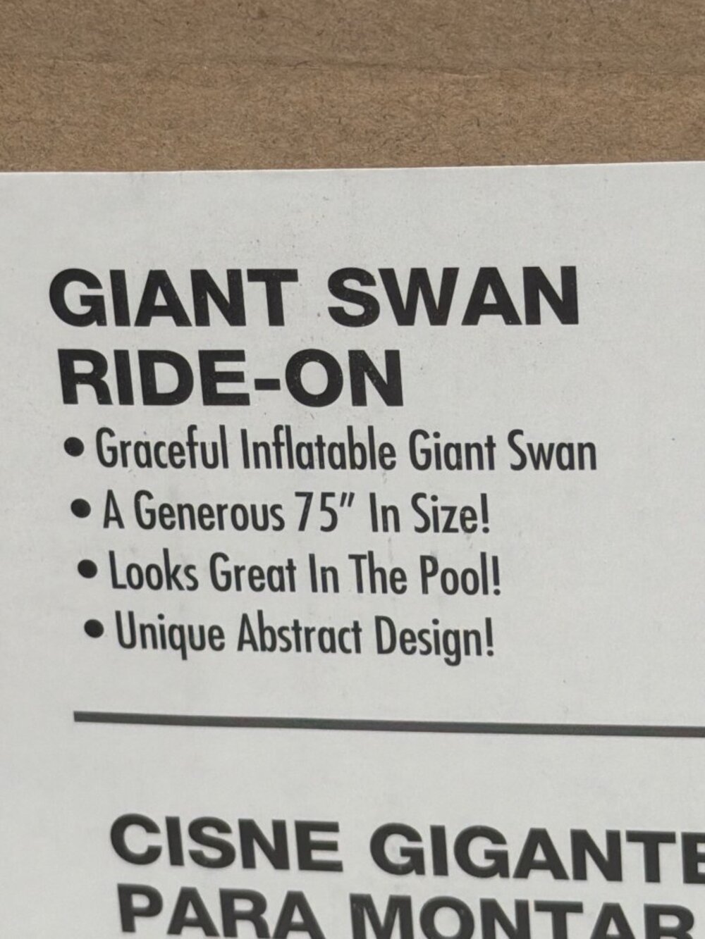 Giant Inflatable Swan Ride-On Pool Float 75" Abstract Design By Swimline - Picture 3 of 4